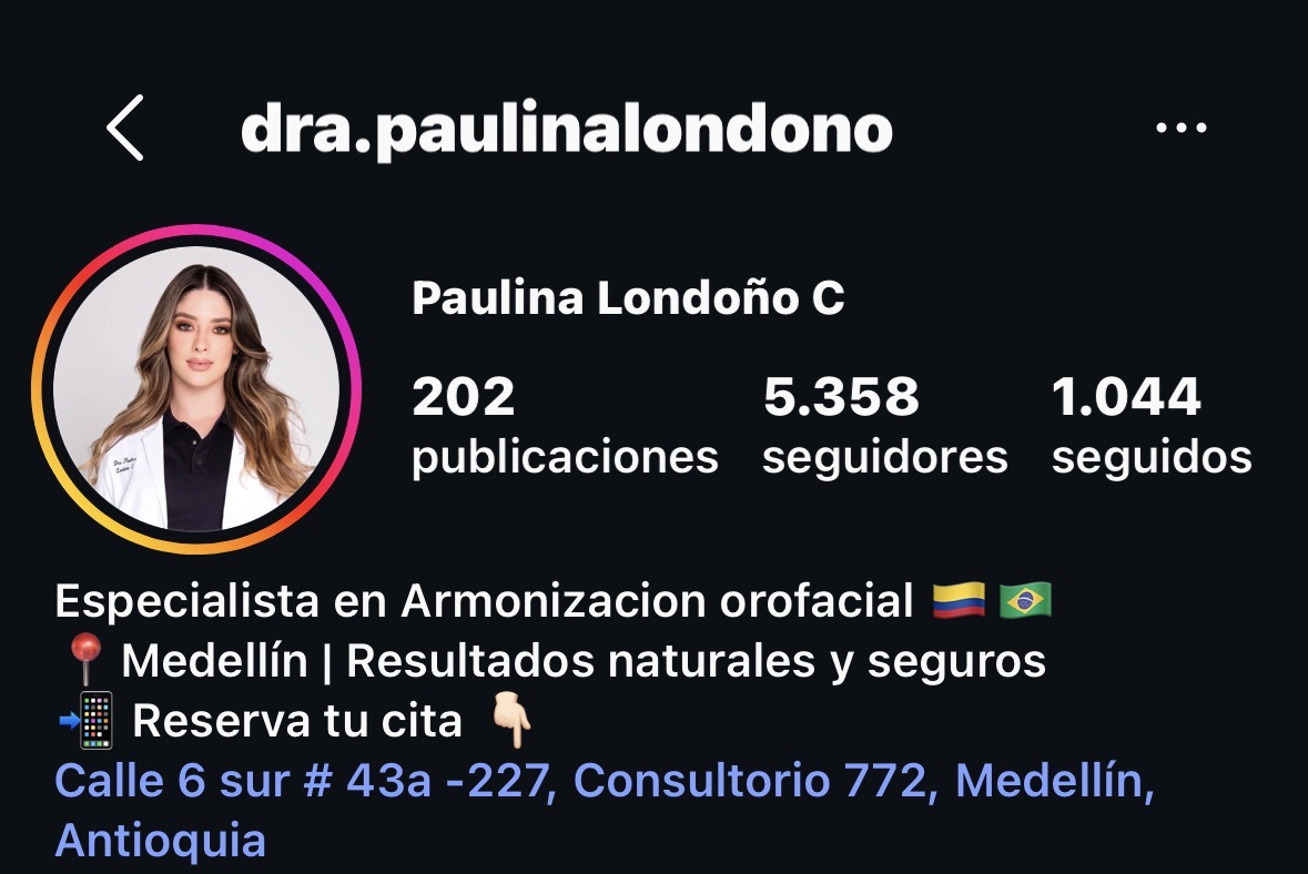 Perfil de Instagram de dra.paulinalondono